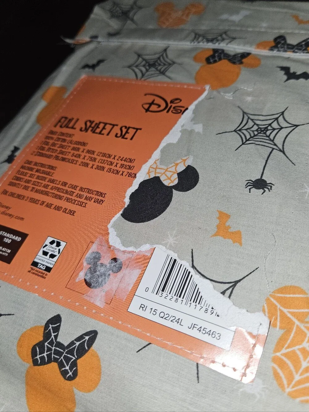 Disney Halloween Full Size Sheet Set Mickey Mouse